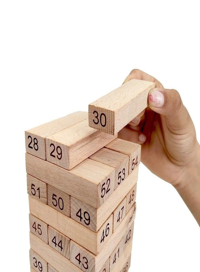 Braintastic لعبة مكعبات خشبية رائعة من Braintastic، لعبة توازن وبناء داخلية، لعبة تكديس مكعبات البرج، 54 مكعبًا مع نردين | لعبة ألغاز تكديس للأطفال والكبار (تكديس مكعبات الأرقام - صغير 48 قطعة) - Image 3